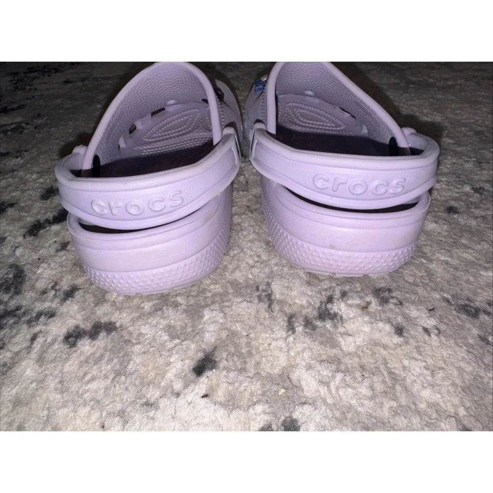 Crocs Clogs Big Girls Junior Sz 6 Purple Shoes Croc W/ Lilo Stitch Charms